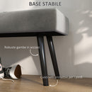 Panca Imbottita Fondoletto 100x36x45 cm in Tessuto Effetto Velluto e Acciaio Grigio