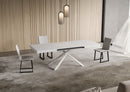 Tavolo Allungabile 120-204x80x74 cm Niket Bianco Frassino Gambe Bianche