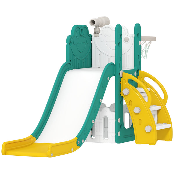 sconto Scivolo per Bambini con Canestro 178x70x86 cm in HDPE e PP Giallo e Verde