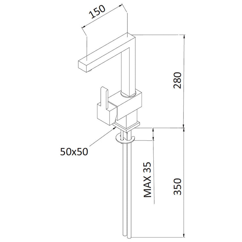 Rubinetto Miscelatore Monocomando Girevole Lavello Alto in Ottone Mariani Quadra Cromato
