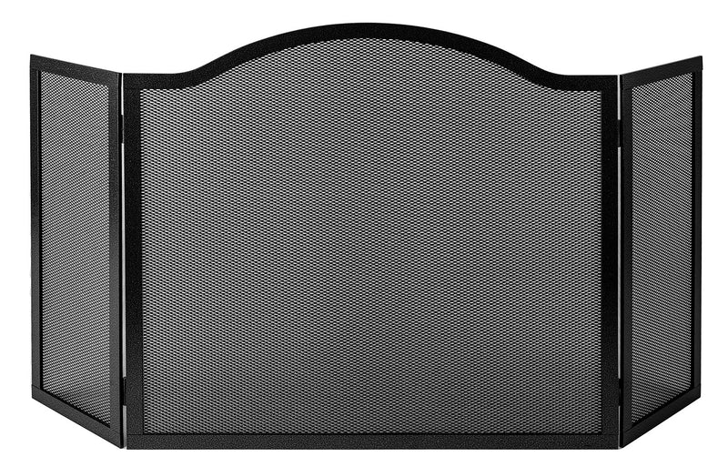 Parascintille per Camino a 3 Ante Design a Onda 20+60+20x58 cm in Ferro Piatto Verniciato Grigio Martellato