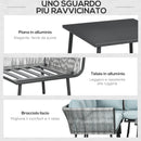 Set Salotto da Giardino Divano Angolare e Tavolino da Caffè Nero Grigio e Blu
