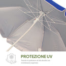 Ombrellone da Giardino Ø160x205  cm Spiaggia Inclinabile in Acciaio e Poliestere Blu