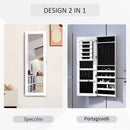 Specchiera Armadio Portagioielli da Parete in Legno MDF Bianco 37x9.5x112 cm 