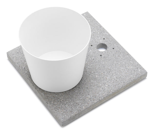 acquista Base con Vaschetta per Fontane con Ghiera Piccola 40x40x5 cm in Cemento Belfer 42/BSE/4 Bianco