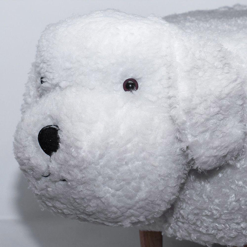 Sgabello Pouf Poggiapiedi per Bambini 67x35x41 cm Cane Barboncino Bianco Divina Home