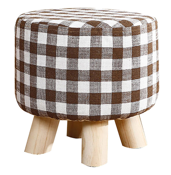 Hocker aus Stoff und Kiefernholz 29x29 cm Fumer Megan Braun und Weiß online
