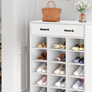 Mobile Ingresso con Scarpiera 15 Paia e Appendiabiti da Parete Bianco