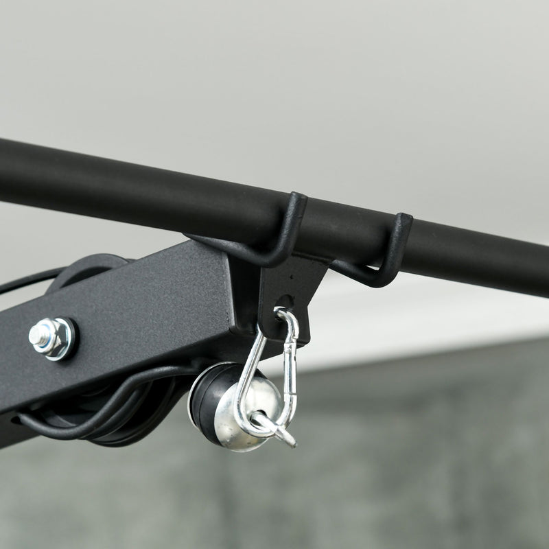 Stazione Fitness Multifunzione con Lat Machine 140x108x197 cm in Acciaio e PU Nero 