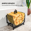 Porta Legna da Interno Esterno in Metallo con Borsa Oxford 53x33x43 cm Nero      