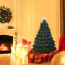 Albero di Natale Artificiale 90 cm 90 Rami con Luci LED e Fibre Ottiche Colorate Verde