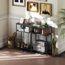 Consolle da Ingresso 55x30x81 cm a 3 Ripiani  in Metallo e Legno Nero  