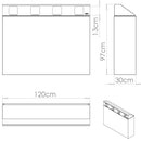 Pattumiera per Raccolta Differenziata 4 Scomparti 240 L 120x30x96 cm in Acciaio Verniciato Bianco