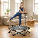 Trampolino Elastico per Adulti Ø104 cm Richiudibile con Sistema di Apertura-Chiusura Maniglia Regolabile e 24 Molle Bungee in Metallo e PP Nero      