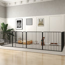 Box per Cani 164x164x80 cm a 8 Pannelli Modulabili con 9 Picchetti in Acciaio Nero      