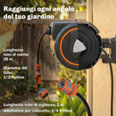 Avvolgitubo Retrattile 28+2 m con Riavvolgimento Automatico e Sistema di Bloccaggio Nero e Arancione      