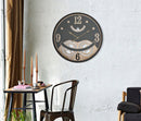 Orologio xxx Ø67x6,5 cm in Ferro MDF e Vetro Nero e Marrone