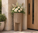 Porta Vaso da Esterno Moai Ø39x80,5 cm in Resina Marrone      