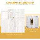 Paravento a 3 Ante Pieghevole 120x170 cm Autoportante per Interni Intrecciato in Corda di Carta e Legno Massello Bianco      