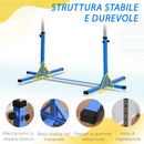 Sbarra per Ginnastica Artistica o Danza Classica Altezza Regolabile 92-150 cm in Acciaio e Legno Blu  