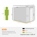 Capanno Attrezzi 1,5x2m con Base Porta Scorrevole e Tetto Inclinato in Metallo Grigio Scuro      