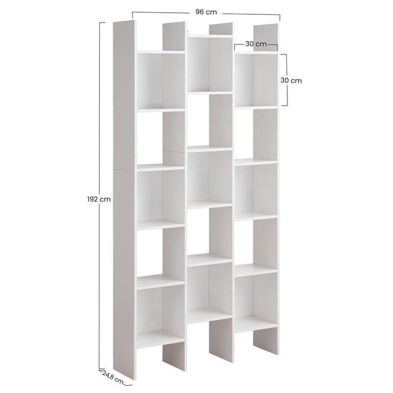 Libreria 15 Ripiani 96x24,8x192 cm in Legno MDF Bianco