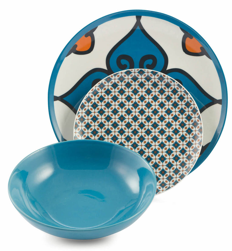 Servizio Piatti 18 Pezzi in Porcellana e Gres Villa d'Este Home Tivoli Cala Lisboa Multicolor