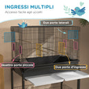 Voliera Gabbia per Uccelli da Interno 85x49x119 cm con Vassoio Ripiano e Ruote con Freno Nero      