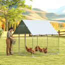 Pollaio per Galline da Esterno 200x200x200 cm con Tetto e Serrature in Acciaio Zincato Argento      