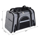 Borsa Trasportino Pieghevole per Cani Gatti con Tracolla in Tessuto Oxford Grigio 50x26.5x33 cm 