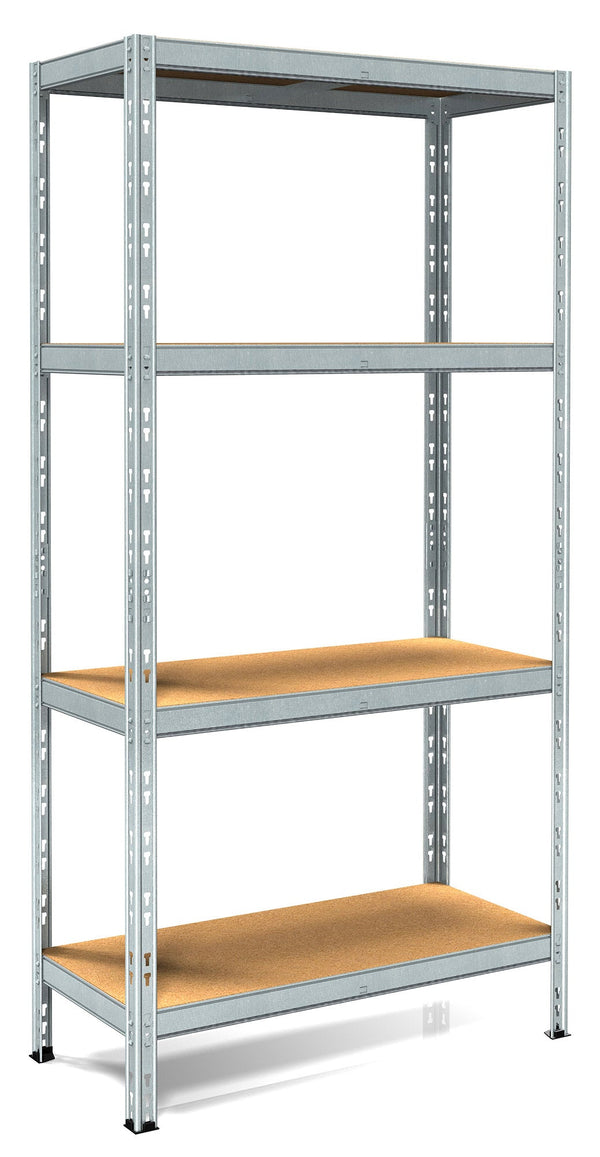 sconto Scaffale in Metallo ad Incastro 4 Ripiani in Legno 100x40xh180 cm Pokerino Zincato