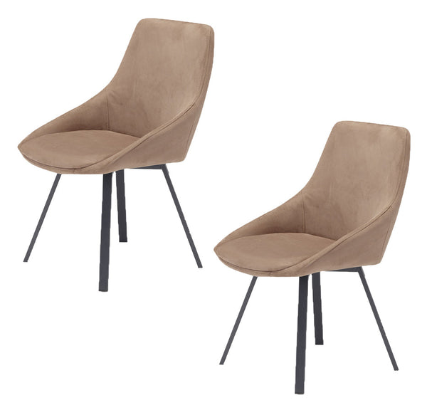 online Set 2 sedie Imbottite 51x60x88 cm In Tessuto Suet Asia Castagna