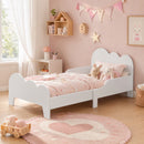 Letto Montessori per Bambini 3-8 Anni 143,5x74,5x56 cm con Sponde Anti-Caduta a Forma di Nuvola in MDF Bianco      