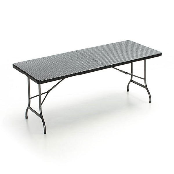 sconto Klappbarer Garten-Biertisch aus Taddei Plastik 180 schwarzem Rattan