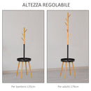 Appendiabiti da Terra 40x40x179 cm con Tavolino Nero e Legno