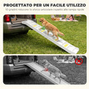 Rampa Pieghevole per Cani per Auto a 10 Gradini 154x40x7,5 cm con Strisce e Piedini Antiscivolo in PP e TPR Bianco      