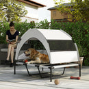 Lettino per Cani 106x76x94 cm con Copertura a 3 Lati Rimovibile in Poliestere e Acciaio Grigio Chiaro e Nero      