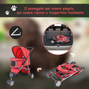 Passeggino per Cani Rosso 75x45x97 cm 