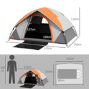Tenda da Campeggio per 2 Persone Impermeabile 210x150x110 cm Pavimento Esteso Grigio e Arancione   