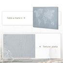 Stampa su Tela Mondo 120x90 cm in Legno di Pino Grigio e Bianco