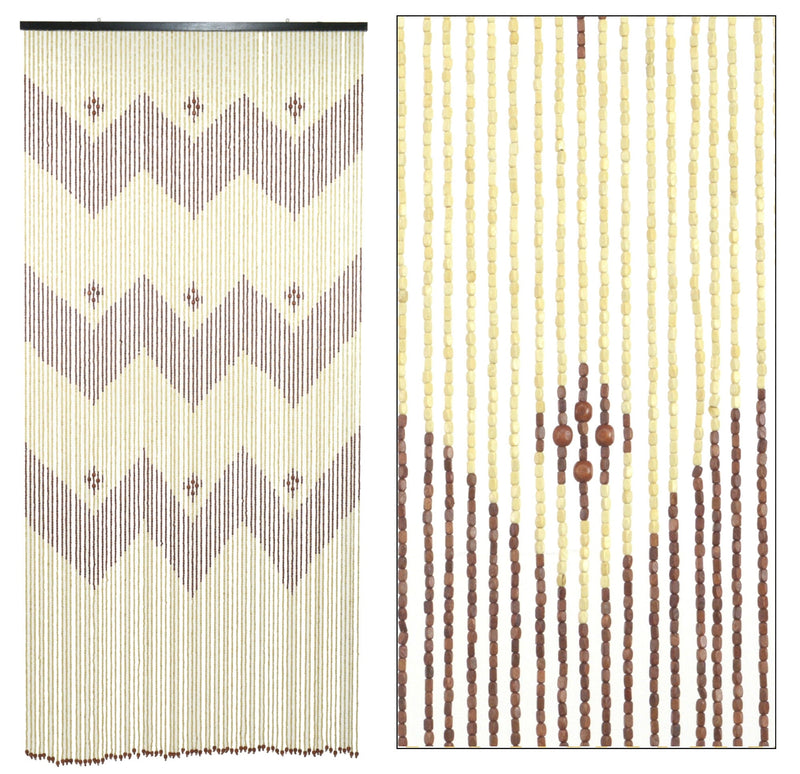 Tenda a Fili per Porta Antimosche 140x240 cm in Legno Zig Zag Scuro