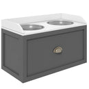 Ciotole per Cani Rialzate 60x30x36 cm con Cassetto in Acciaio Inox e Legno Grigio      