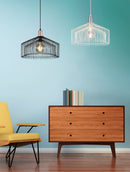 Lampada a Sospensione da Interno  E27 in Metallo Nero