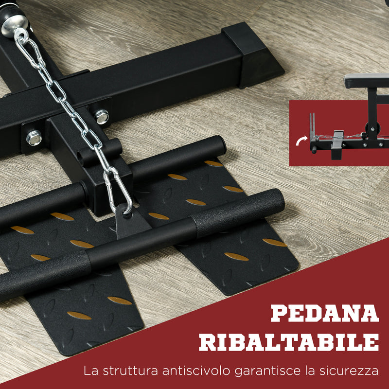 Stazione Fitness Multifunzione con Lat Machine 140x108x197 cm in Acciaio e PU Nero 