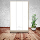 Armadio Nepo 118,5x54x196,5 cm 3 ante 2 cassetti rovere sonoma bianco