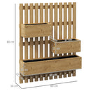 Fioriera Verticale a Doghe 60x16x80 cm con 3 Vasi Rimovibili in Legno di Abete Marrone Bruciato  
