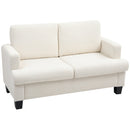 Divano 2 Posti Moderno 138x70x80 cm con Cuscini Rimovibili e Lavabili in Ciniglia Bianco Crema  