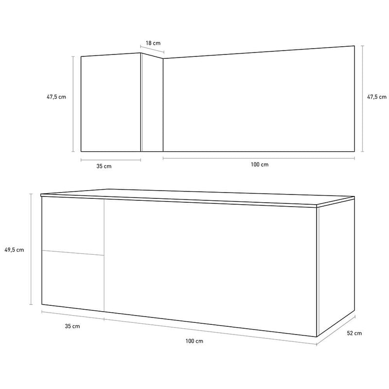 Mobile da Bagno sospeso Samoa 01 Laccato Grigio TFT