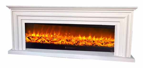 Camino Elettrico da Pavimento Effetto Fiamma 200x33x83 cm 1500W Sined Merapi Bianco sconto