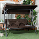 Dondolo da Giardino 3 Posti 198x118x168 cm Sedute Separate con Chaise Longue Marrone   